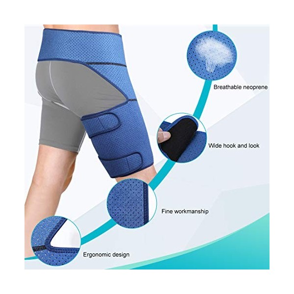 Manchons Compression Cuisse et Groin Soutien, Protection Cuisse en Néoprèn pour Femmes et Hommes, Bandage Cuisse Compression 