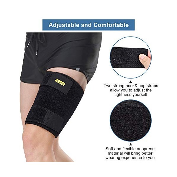 Yosoo Manchon de Compression Cuisse, Bande de Compression Cuisse pour Femmes et Hommes, Cuisse Protection de Sport, Soulager 