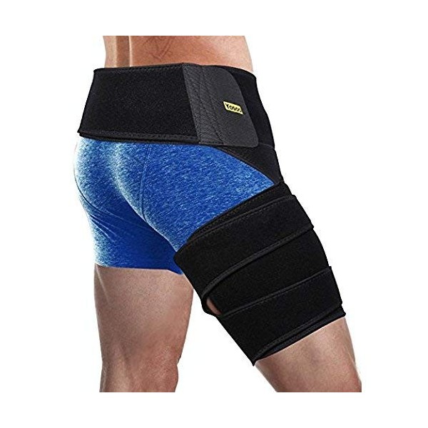 Yosoo Support de Cuisse Réglable Bandage Aine en Néoprène avec Soutien de Cuisse et Taille pour Les Homme et Femme Soulager L