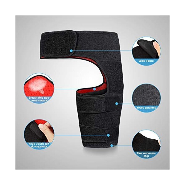 LIULDASHUN Brace Groin Hip Brace And Groin Support Compression Wrap Noir Réglable Groin Brace Wrap Cuisse Soutien Soulagement