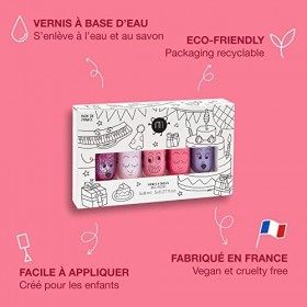 Nailmatic Kids Coffret Vernis Roses Enfant - 5 Vernis à leau pour Fille & Garçon - Vernis Enfant à leau 3 Ans et + - Vernis