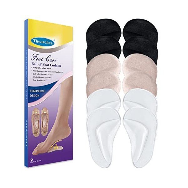 6 Paires de Voute Plantaire Semelle Orthopédique, Silicone Gel Coussinets de Soutien de la Voûte Plantaire, Pieds Plats, Cous