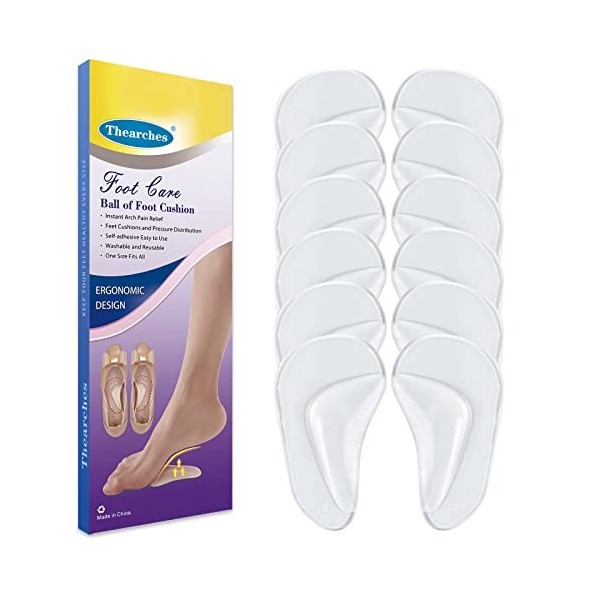 6 Paires de Voute Plantaire Semelle Orthopédique, Silicone Gel Coussinets de Soutien de la Voûte Plantaire, Pieds Plats, Cous