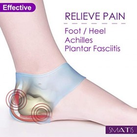 SMATIS – Lot de 2 protège-talons en gel pour fasciite plantaire, tendinite, épine osseuse, pour soulager la douleur