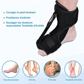 supregear Attelle de Nuit Plantar Fasciitis, Brace de Fasciite Plantaire Réglable avec Spiky Massage Ball Soutien de Fasciite