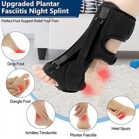 Upgrade Plantar Fasciitis Night Splint, Plantar Fasciitis Relief Brace, 3 Adjustable Straps Plantar Fasciitis Night Splint Re