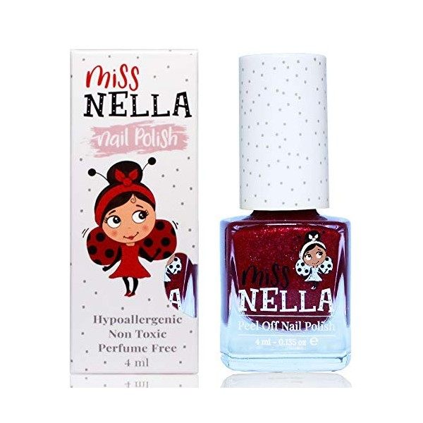 Miss Nella Cheeky Bunny- Vernis à ongles rose avec des paillettes spécial pour enfants, formule Peel-off, à base deau et san