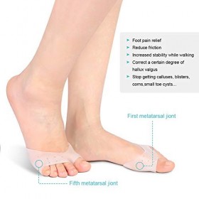 Coussinets Métatarsiens, Respirants Coussins Gel Pieds Soulager la Douleur Plantaire, cals et des bulles, avant-pied Protecti