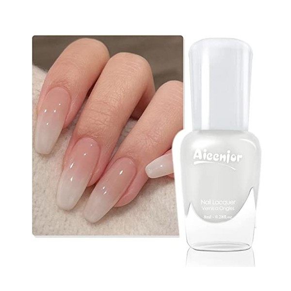 Aieenjor Vernis Blanc Laiteux, Vernis à Ongles FrançAis à Base DEau DéCollable Non Toxique, Convient Pour Concerts, La Saint