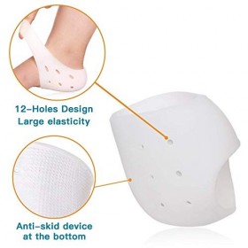 2 Paire Chaussette de talon en Gel Silicone, Talon en Gel Manches Respirant, Complet pour la fasciite plantaire, Hydratant Pr