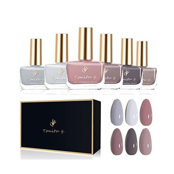 Kit de vernis à ongles Tonitu g - 6 couleurs longue durée, séchage rapide, ensemble de vernis à ongles populaire lumineux Nai