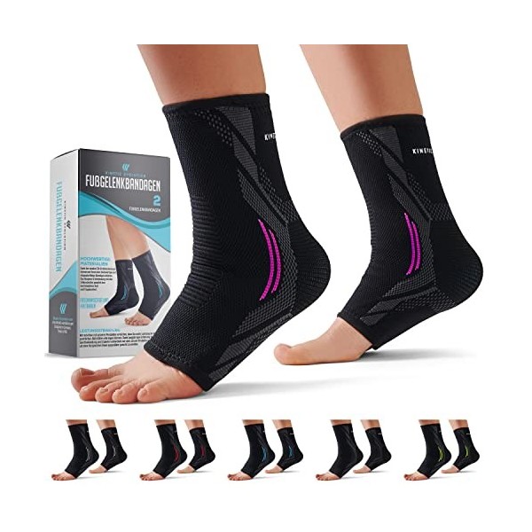 KINETIC EVOLUTION Lot de 2 protège-pieds pour homme et femme - Antidérapants - Respirants - Compression - Bandage de cheville