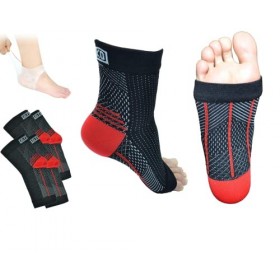 Plantar People Lot de 2 paires de chaussettes pour fasciite plantaire, avec coussinets en gel de silicone, compression du pie