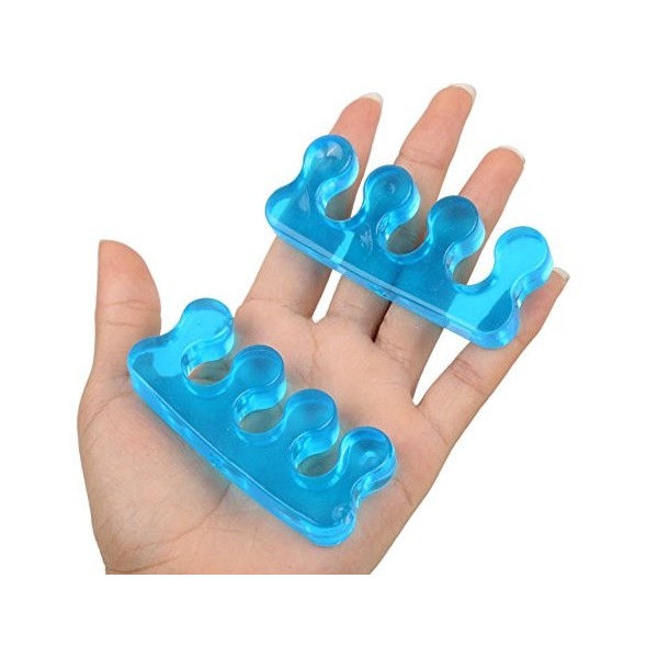 Pedimend Séparateur d’orteils en gel silicone couleur bleue | empêche le chevauchement/la déformation des orteils | rééduqu