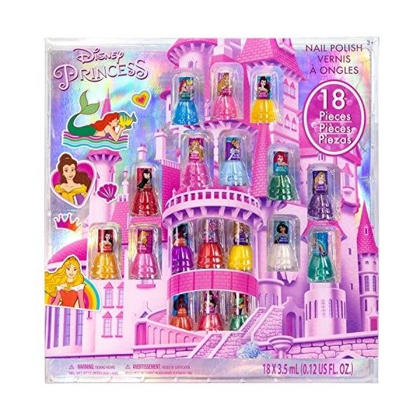 Disney Princess - Townley Girl Vernis à ongles peel-off non toxique Castlebox | Ensemble-cadeau pour filles, première princes