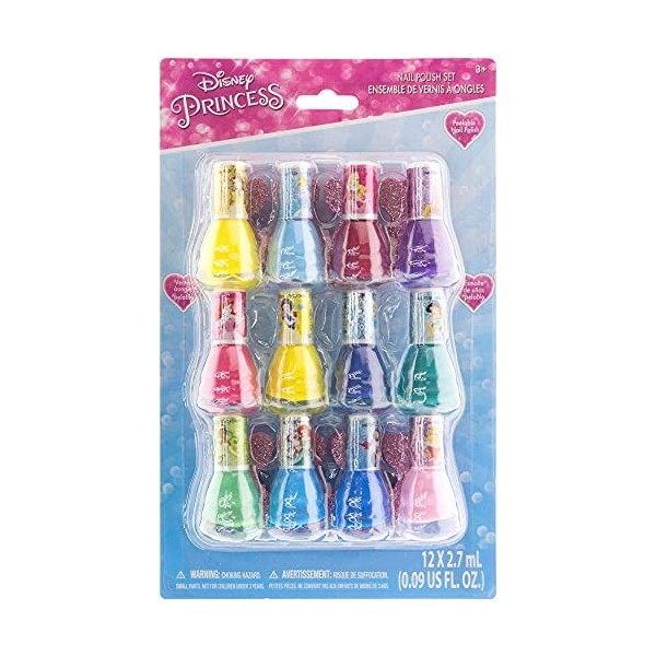 Disney Princess - Townley Girl Vernis à ongles peel-off non toxique Castlebox | Ensemble-cadeau pour filles, première princes