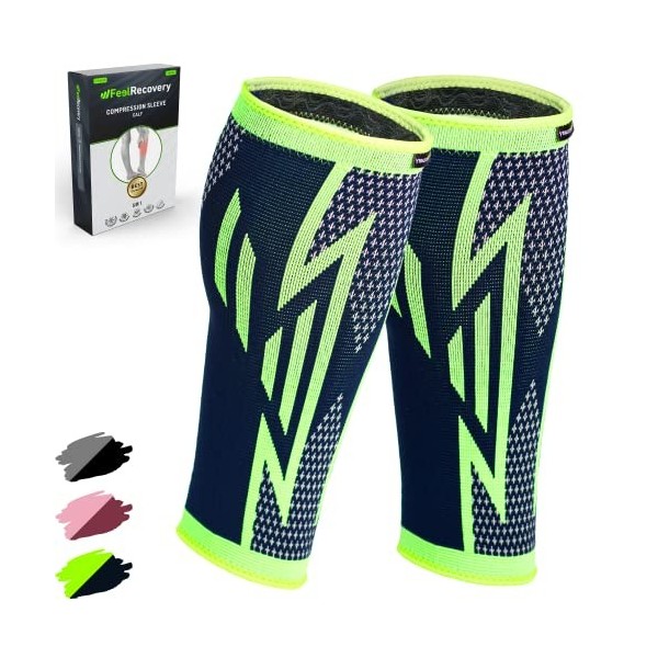 2 Pack Manchons de Compression Homme & Femme - Support de Mollets pour Running, Périostite, Tensions Musculaires et Crampes -