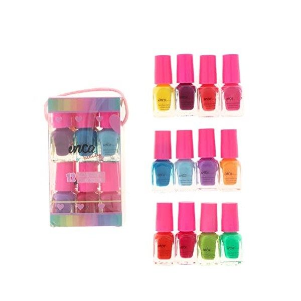 INCA Set 12 Vernis à Ongles pour Enfants - Lavable à leau - Facile à Enlever au Lavage à la Main - Vernis à Ongles pour Fill