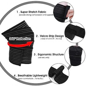 Abeillo Lot de 2 genouillères de sport 90 cm de compression élastique réglable pour le mollet, les bras, les coudes, les moll