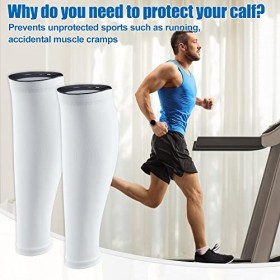 VOCOSTE 1 Paire Jambe Mollet Compression Manchon, Réduire Articulationn Douleurs, Blanc, M Taille