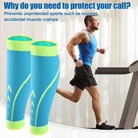 VOCOSTE 1 Paire Jambe Mollet Manchon, Réduire Articulationn Douleurs, Bleu Vert, XL Taille