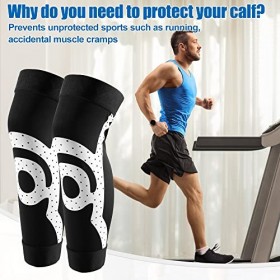 VOCOSTE 1 Paire Genou Mollet Manchon, Réduire Articulationn Douleurs, Noir Blanc, XL Taille