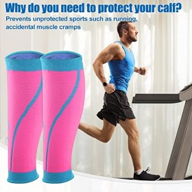 VOCOSTE 1 Paire Jambe Mollet Manchon, Réduire Articulationn Douleurs, Bleu Rose, M Taille