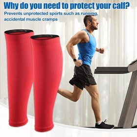 VOCOSTE 1 Paire Jambe Mollet Compression Manchon, Réduire Articulationn Douleurs, Rouge, XL Taille