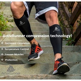 ActivRunner Lot de 2 paires de manchons de compression de mollet pour compression graduée, confort et performance pour homme 