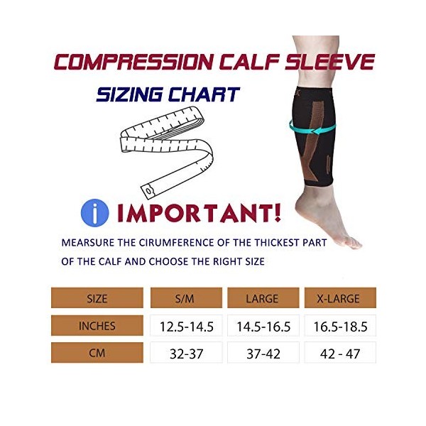 Thx4COPPER Manchon de compression pour mollet 20-30 mmHg pour homme et femme, attelle de tibia, jambe, manchon de compression