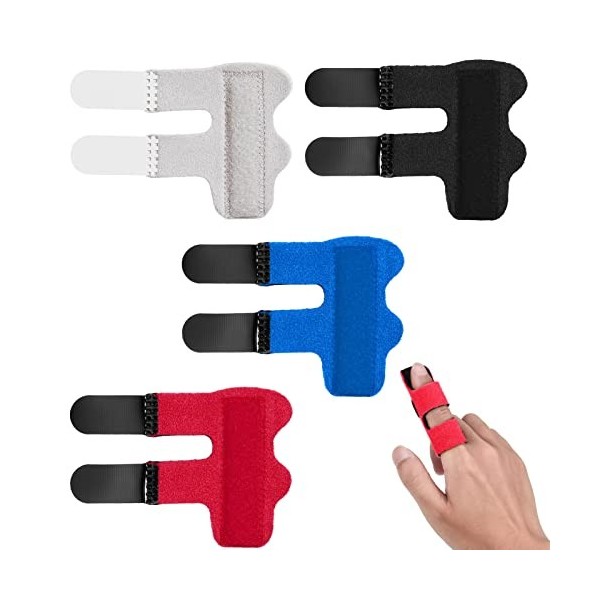 ALTcompluser Lot de 4 attelles de doigt réglables - Stabilisateur de doigts avec bande en aluminium intégrée pour casser, ent