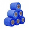 6 pièces Bandage Bandages auto-adhésifs cohésifs BLEU Bandage élastique 5 cm Largeur 4,5 m Longueur pour les doigts, la main,