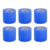 6 pièces Bandage Bandages auto-adhésifs cohésifs BLEU Bandage élastique 5 cm Largeur 4,5 m Longueur pour les doigts, la main,