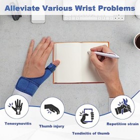Attelle de Pouce Orthèse de Pouce et Poignet Fixes, Orthèse Poignet Support Pouce pour Main Gauche et Droite avec Barre en Al