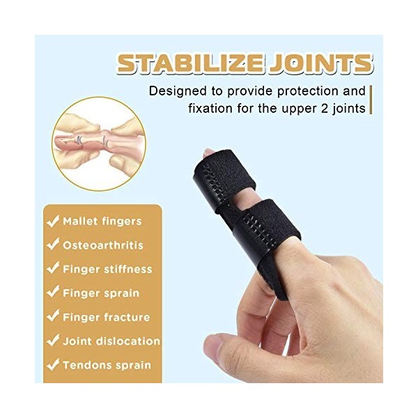 Attelles de doigt, Sopito 2 pièces Support de doigt Stabilisateur de doigt avec 6 manches en nylon pour les doigts cassés red