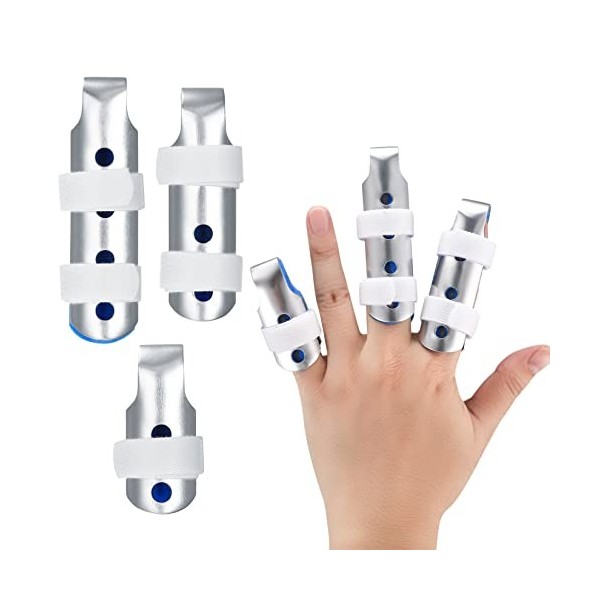 Lot de 3 attelles de doigt réglables pour soulager les doigts cassés, larthrite, les articulations du milieu, limmobilisati