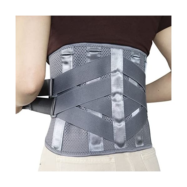 HONGJING Back Brace pour soulager les douleurs lombaires avec 7 supports, ceinture de soutien lombaire pour le levage de char