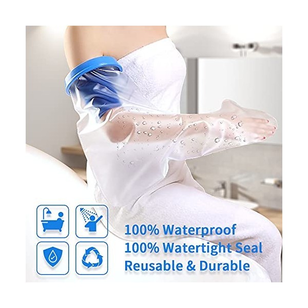 Bukihome - Housse de protection étanche pour bras de douche - Réutilisable - Étanche - Pour bras cassé, poignet et main