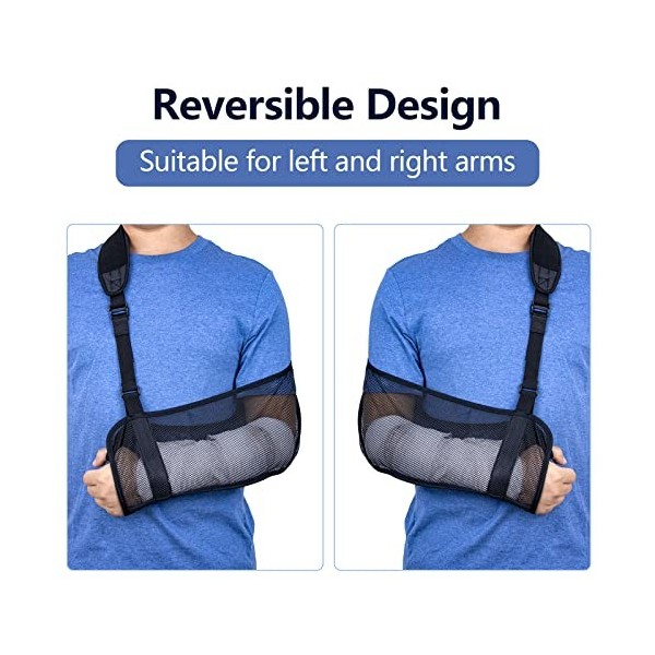 Écharpe de Bras Mesh Ventilation légère Echarpe de Bras Réglable Immobilisateur Dépaule Coussin de Cou en Mousse pour Hommes