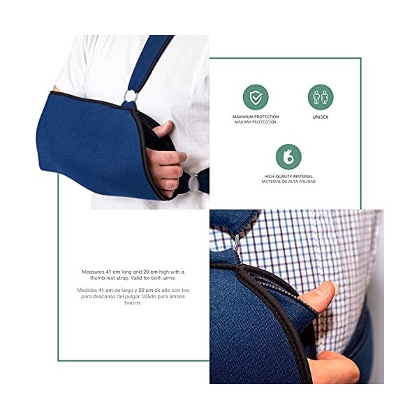 Ortones | Écharpe attelle dépaule | Sling Immobilisateur de bras | Taille universelle | Pour le Bras Droit | Bleu