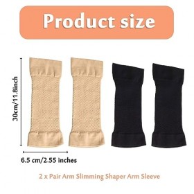 jeufun Lot de 2 paires de bras élastiques pour femme - Brûleur de graisse - Bras de compression élastique - Pour femme et fil