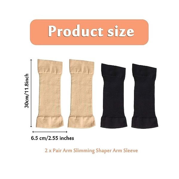 jeufun Lot de 2 paires de bras élastiques pour femme - Brûleur de graisse - Bras de compression élastique - Pour femme et fil