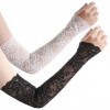 2Paires, Respirant Manchettes de Bras, Soleil Bras Manches en Dentelle Anti-UV Protection, Adultes Tatouages Couvrants, Gants