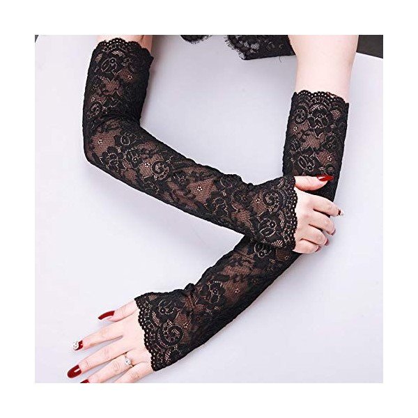 2Paires, Respirant Manchettes de Bras, Soleil Bras Manches en Dentelle Anti-UV Protection, Adultes Tatouages Couvrants, Gants