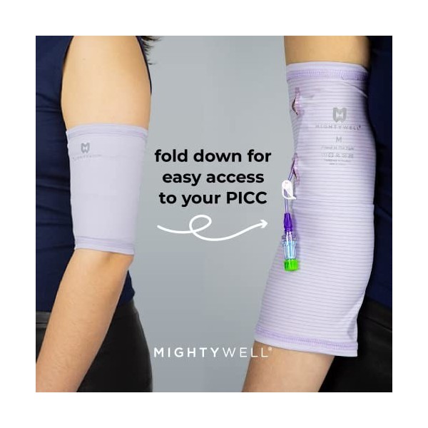 PICCPerfect PICC Line Cover par Mighty Well : manchon PICC doux au toucher pour le haut du bras | acier, taille S