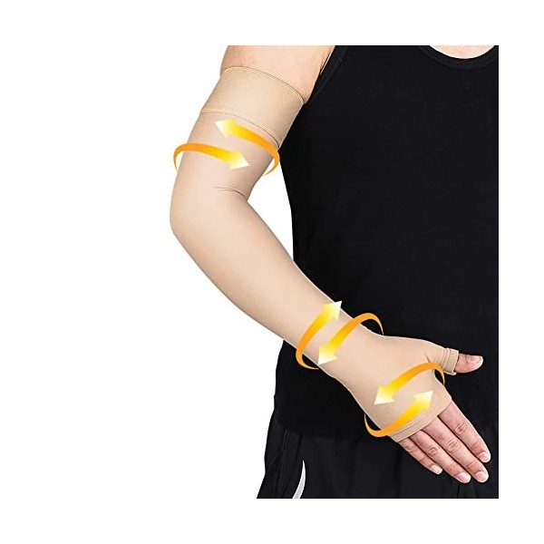 beister Manchon de Compression Médicale pour Le Bras, 20-30mmhg Soutien Complet du Bras, Les Poignets & Les Mains Avec Bande 