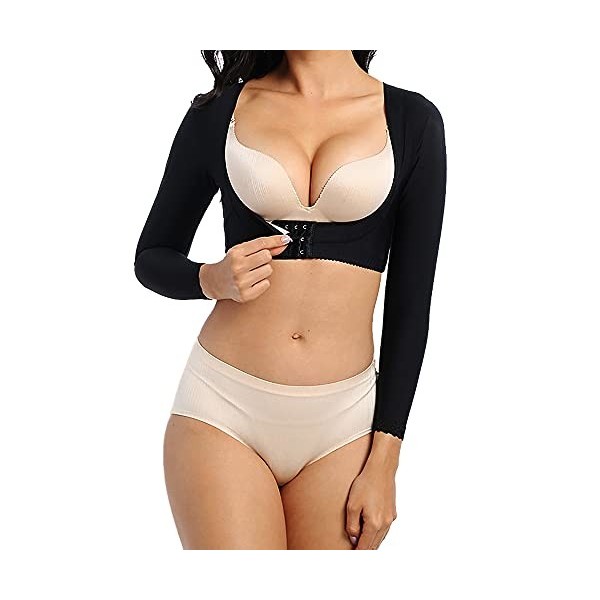 YILEEGOO Manchons de compression post-chirurgicaux pour femme - Correcteur de posture, Noir , XL