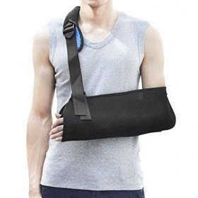 Écharpe de Bras, Immobilisation Épaule Respirante avec Protège-Nuque pour Femme et Homme, Écharpe de Bras Épaule Réglable en 