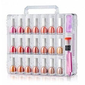 SUBAY Organiseur portable pour vernis à ongles, support transparent double face pour vernis à ongles, rangement pour 48 flaco
