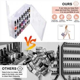 SUBAY Organiseur portable pour vernis à ongles, support transparent double face pour vernis à ongles, rangement pour 48 flaco